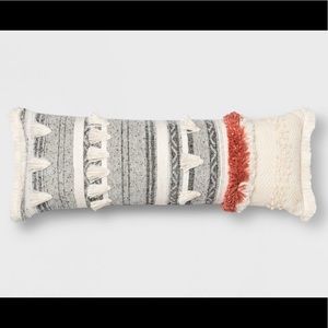 Tufted Multi Fringe Oversized Lumbar Pillow